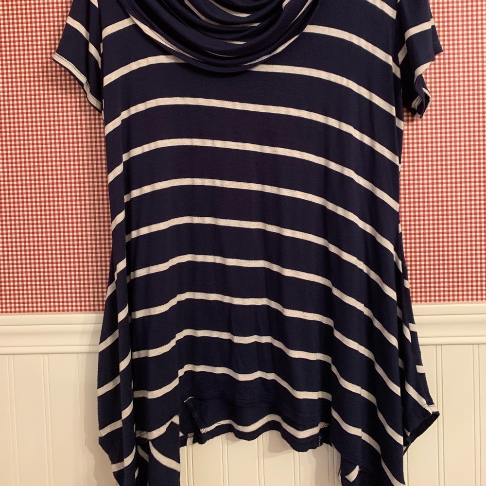 Blue and white striped tunic